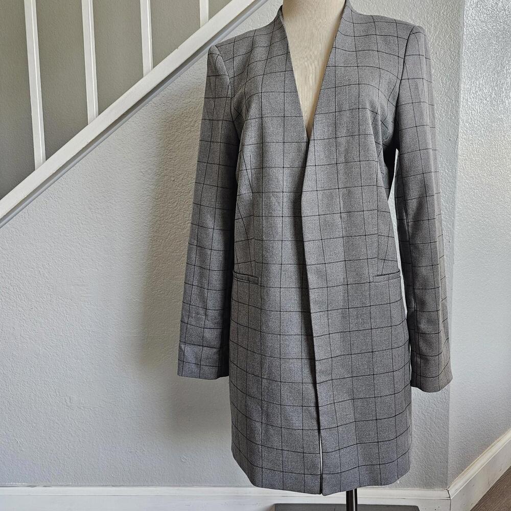 Calvin Klein Jacket Collarless Plaid Topper Jacket Women's Size 12